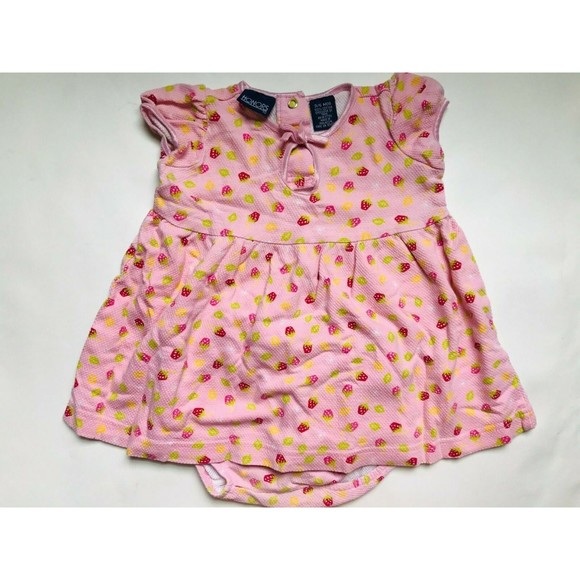 Baby Girl's Size 6M 3-6 Months Two Piece Pink Honors Strawberry Design Dress Set - Picture 1 of 6